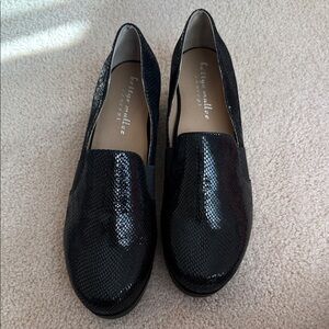 Bettye Muller Black Textured Loafers